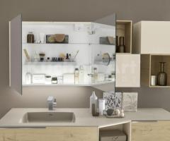 Salle de Bains chic, Design Italien avec Vasque intégré Miroir Rétroéclairé et Éléments Suspendus - 2