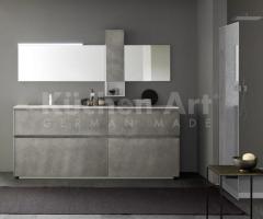 Salle de bains grise en HPL Unicolor | Vasque blanche intégrée & design contemporain - 8